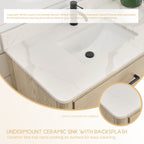 Meuble-lavabo Porto avec dessus en quartz blanc sans miroir