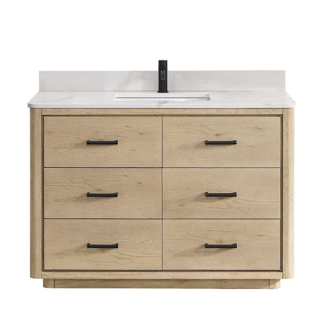 Meuble-lavabo Porto avec dessus en quartz blanc sans miroir