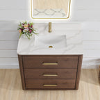 Meuble-lavabo Porto avec dessus en quartz blanc sans miroir