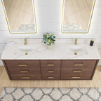 Meuble-lavabo Porto avec dessus en quartz blanc sans miroir
