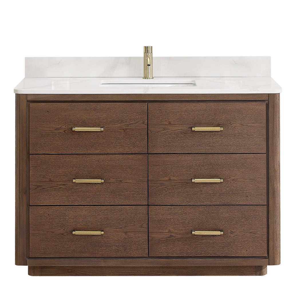 Meuble-lavabo Porto avec dessus en quartz blanc sans miroir