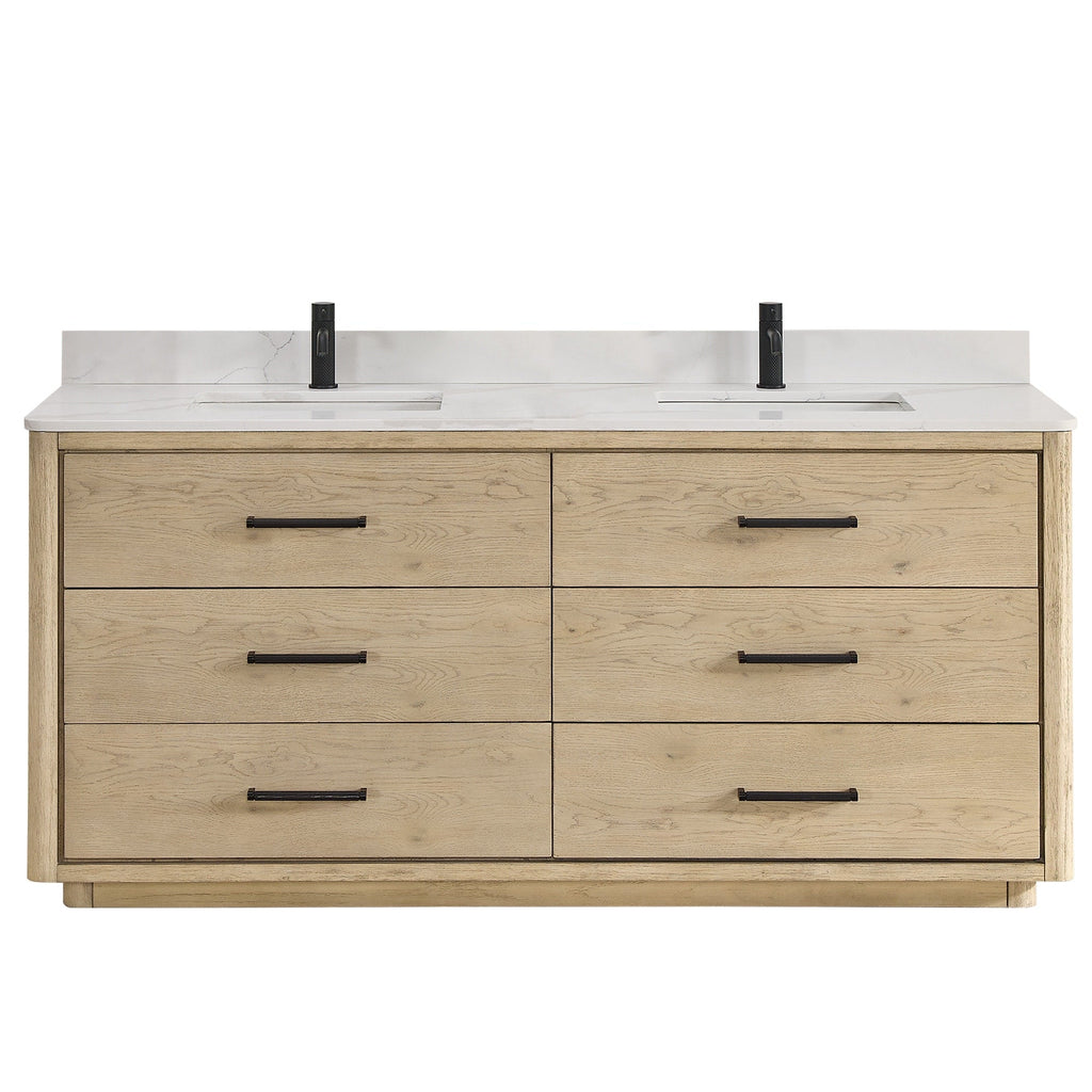 Meuble-lavabo Porto avec dessus en quartz blanc sans miroir