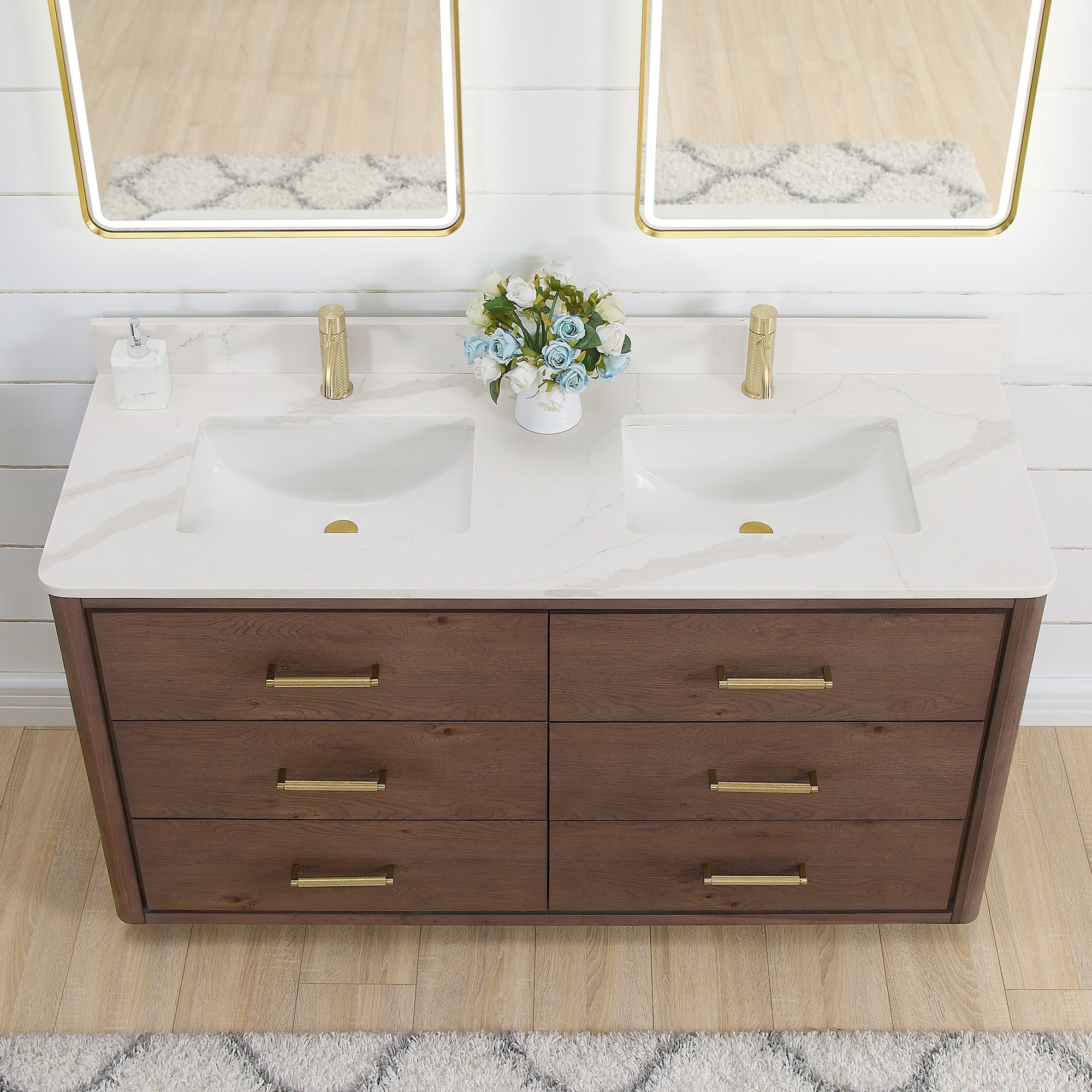 Meuble-lavabo Porto avec dessus en quartz blanc sans miroir