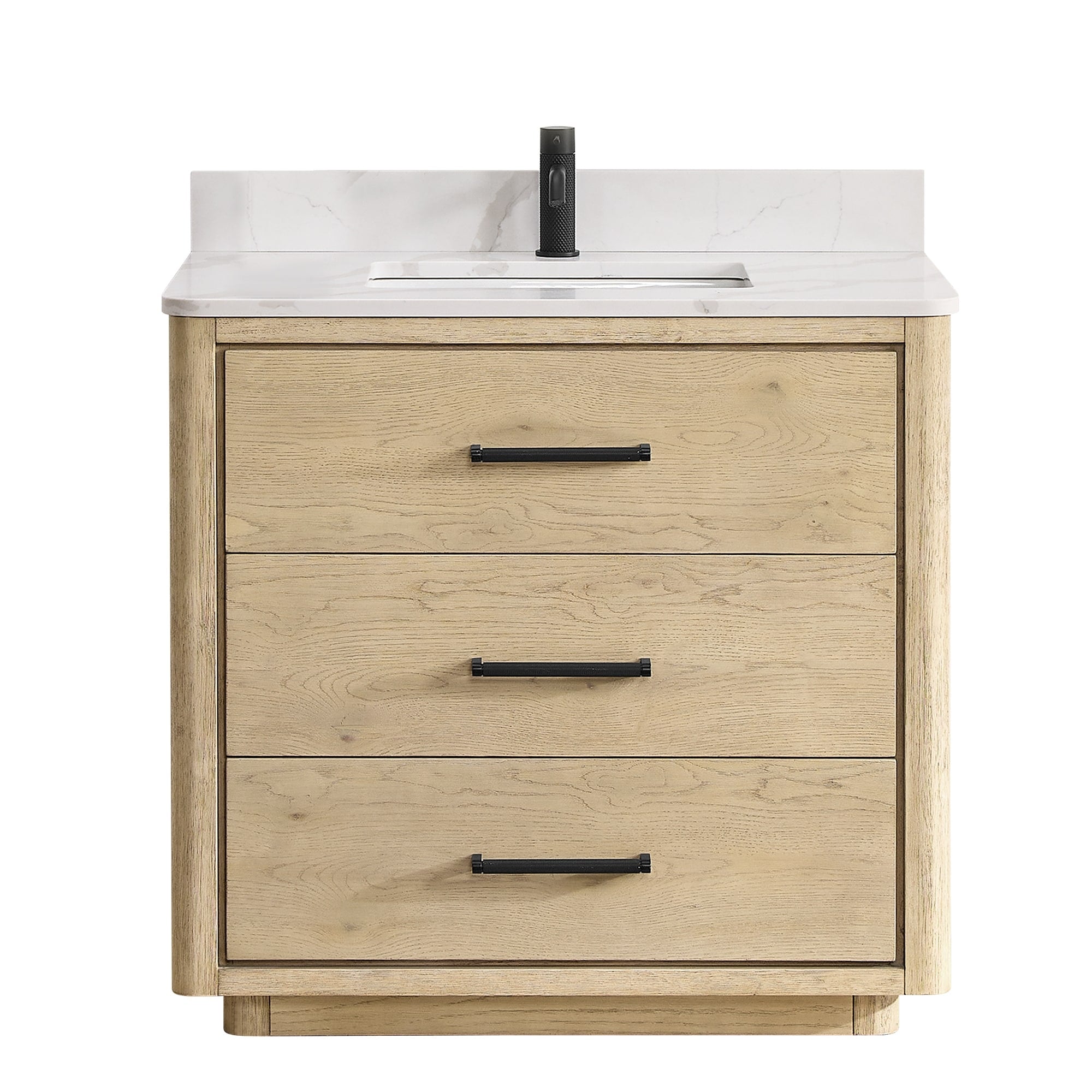 Meuble-lavabo Porto avec dessus en quartz blanc sans miroir