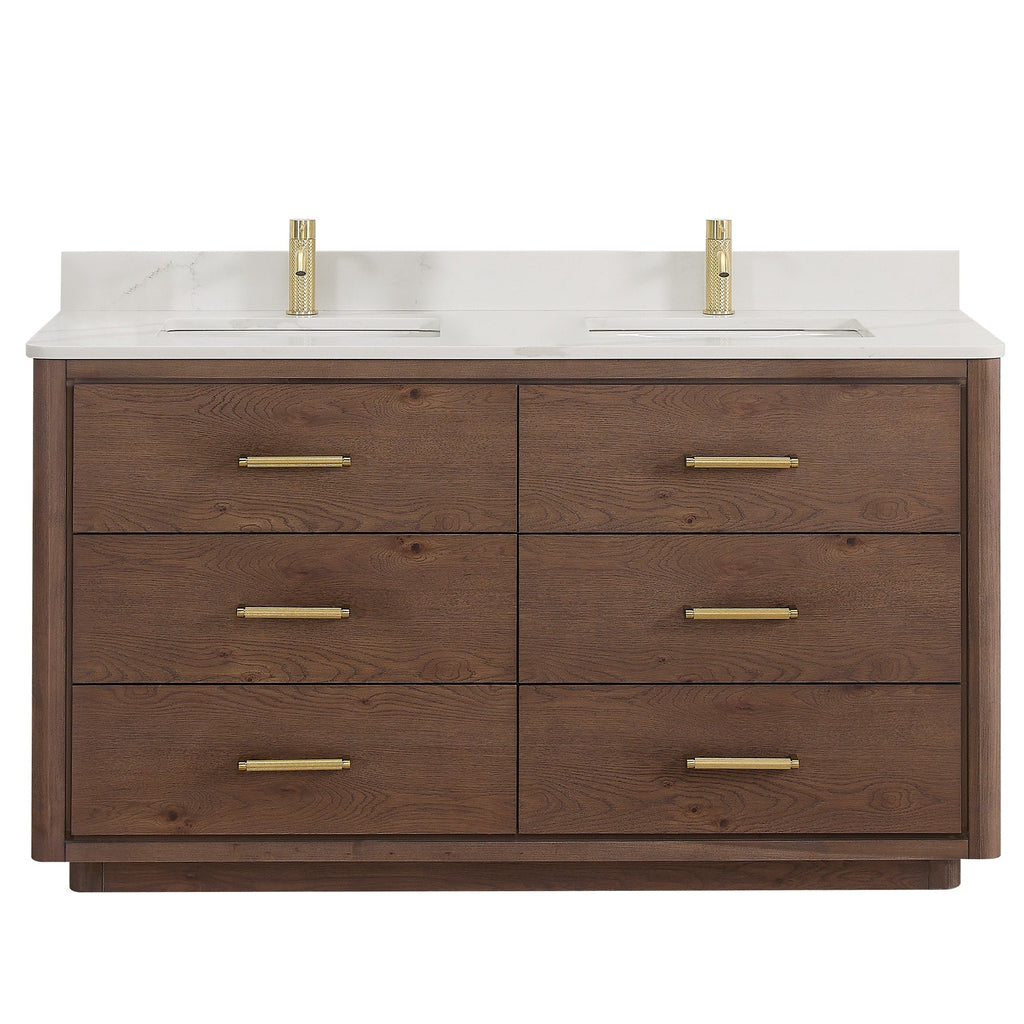 Meuble-lavabo Porto avec dessus en quartz blanc sans miroir