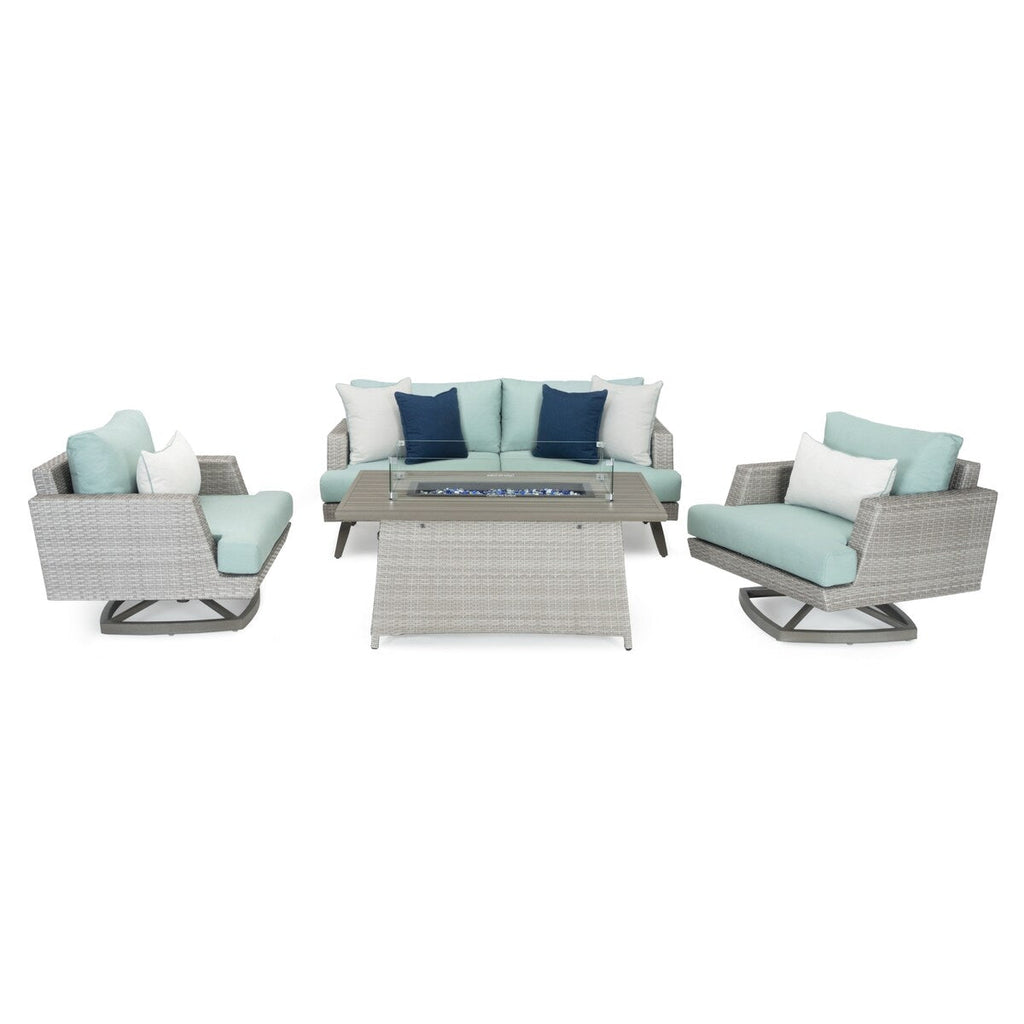 Ensemble de 4 sièges de patio d'extérieur Portofino Casual Sunbrella avec fonction de mouvement et de feu