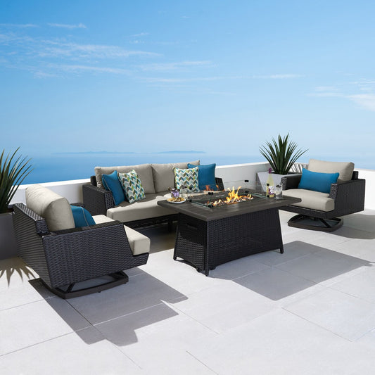 Ensemble de 4 sièges de patio d'extérieur Portofino Casual Sunbrella avec fonction de mouvement et de feu