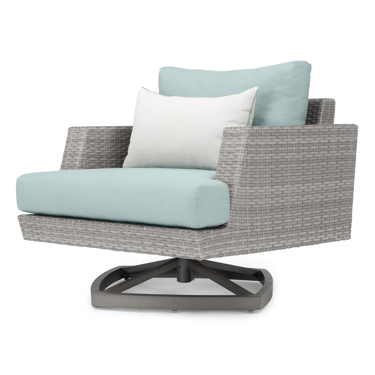 Ensemble de 4 sièges de patio d'extérieur Portofino Casual Sunbrella avec fonction de mouvement et de feu
