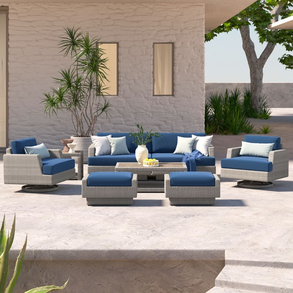 Ensemble de 7 sièges de patio d'extérieur Portofino Comfort Sunbrella avec système de mouvement