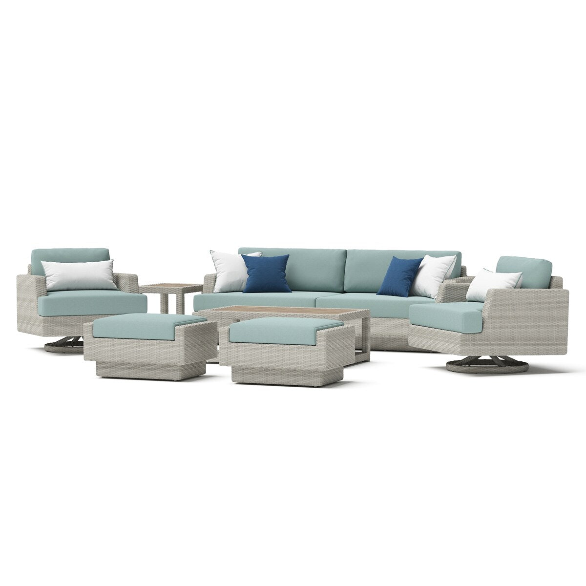 Ensemble de 7 sièges de patio d'extérieur Portofino Comfort Sunbrella avec système de mouvement
