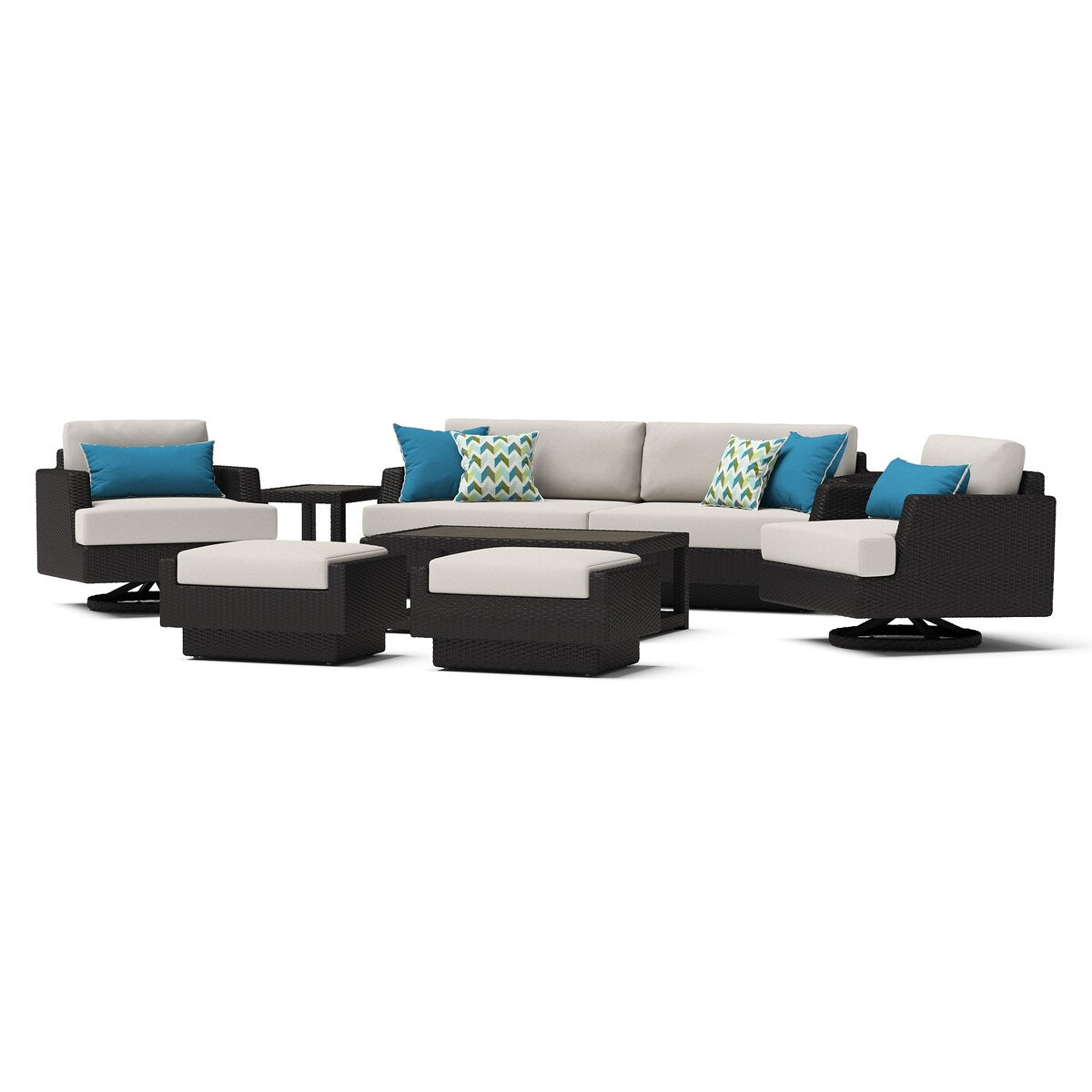Ensemble de 7 sièges de patio d'extérieur Portofino Comfort Sunbrella avec système de mouvement