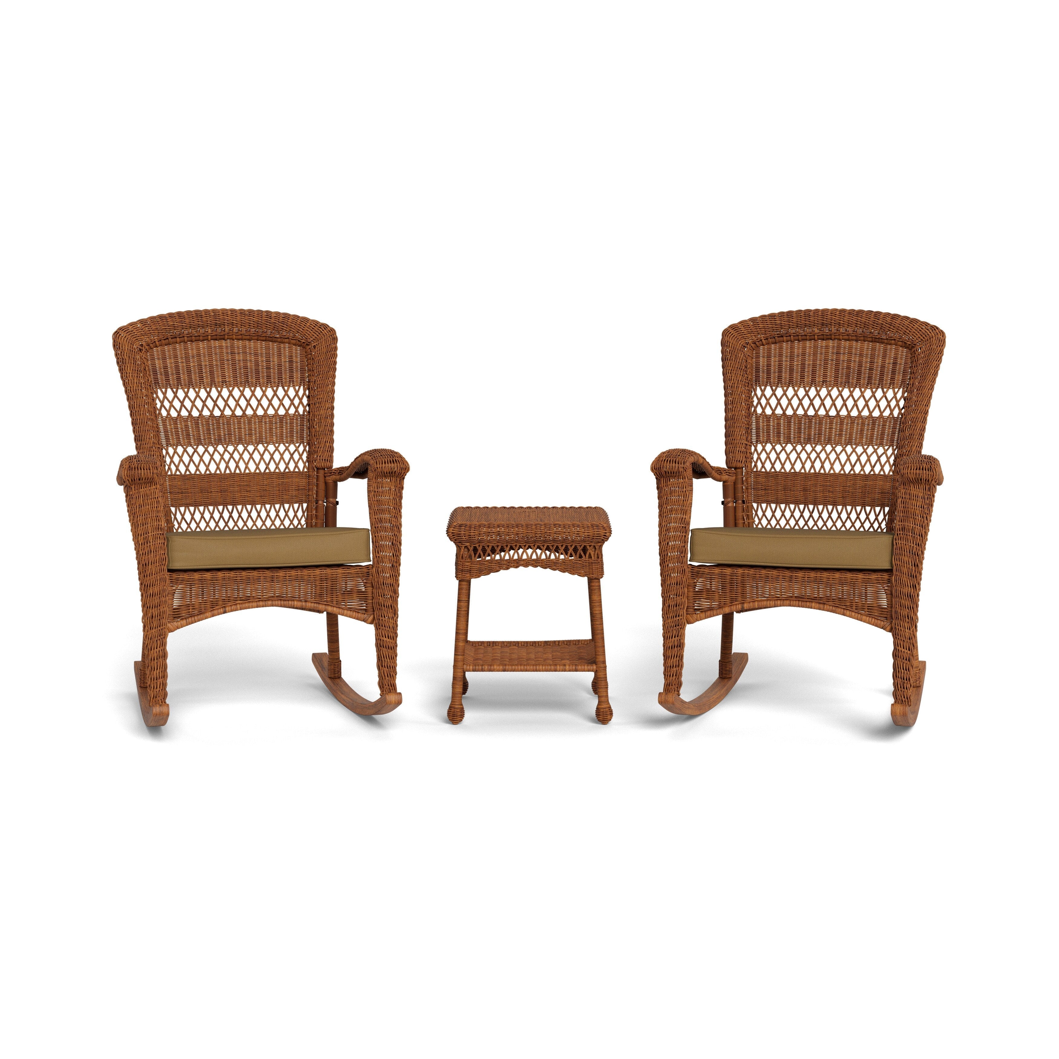 Ensemble de 3 chaises à bascule d'extérieur en osier ambré Portside Southwest