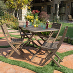 Ensemble de salle à manger d'extérieur 5 pièces en bois d'acacia Positano par Christopher Knight Home