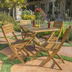 Ensemble de salle à manger d'extérieur 5 pièces en bois d'acacia Positano par Christopher Knight Home