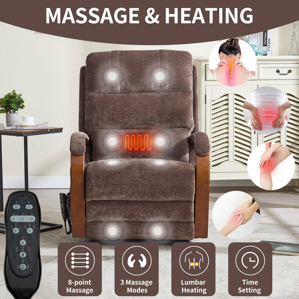 Fauteuil inclinable électrique en chenille à double moteur, position infinie, jusqu'à 350 lb, avec massage thermique et mécanisme de mouvement robuste
