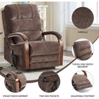 Fauteuil inclinable électrique en chenille à double moteur, position infinie, jusqu'à 350 lb, avec massage thermique et mécanisme de mouvement robuste