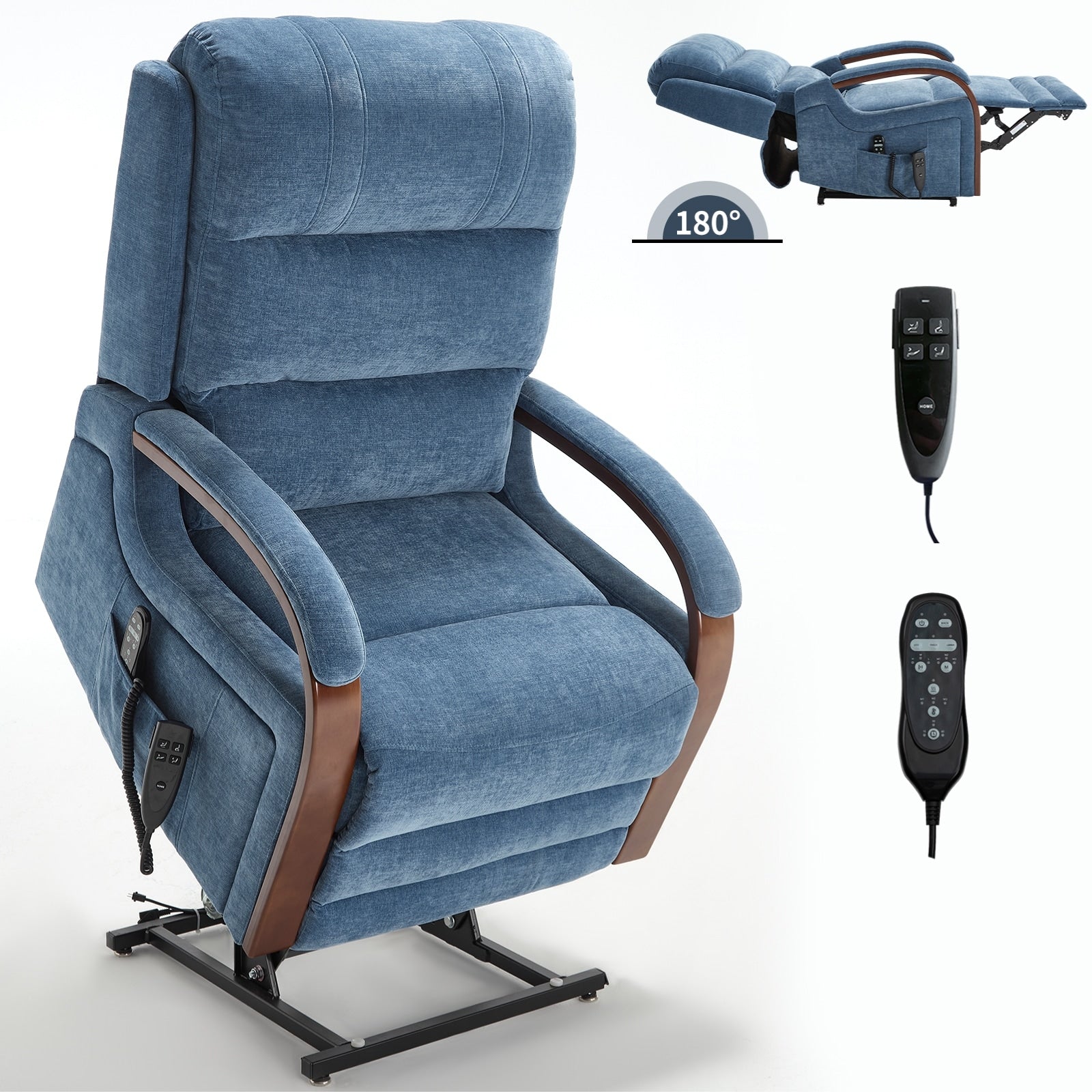 Fauteuil inclinable électrique en chenille à double moteur, position infinie, jusqu'à 350 lb, avec massage thermique et mécanisme de mouvement robuste