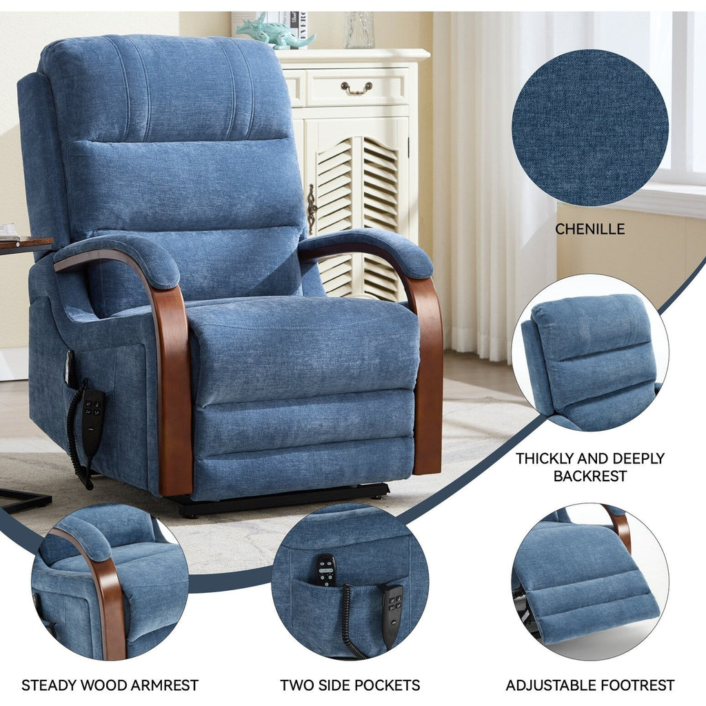 Fauteuil inclinable électrique en chenille à double moteur, position infinie, jusqu'à 350 lb, avec massage thermique et mécanisme de mouvement robuste