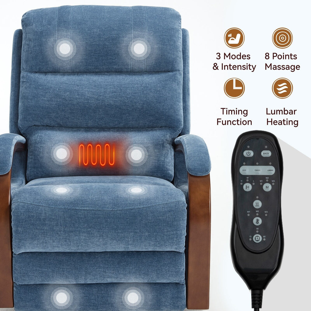 Fauteuil inclinable électrique en chenille à double moteur, position infinie, jusqu'à 350 lb, avec massage thermique et mécanisme de mouvement robuste