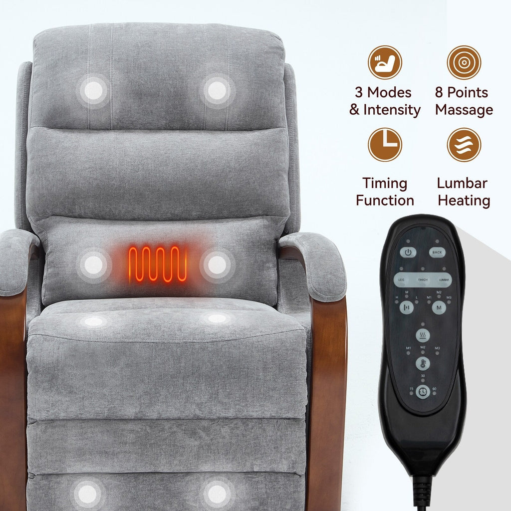 Fauteuil inclinable électrique en chenille à double moteur, position infinie, jusqu'à 350 lb, avec massage thermique et mécanisme de mouvement robuste