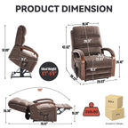Fauteuil inclinable électrique en chenille à double moteur, position infinie, jusqu'à 350 lb, avec massage thermique et mécanisme de mouvement robuste