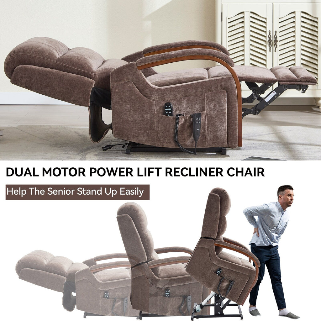 Fauteuil inclinable électrique en chenille à double moteur, position infinie, jusqu'à 350 lb, avec massage thermique et mécanisme de mouvement robuste
