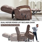 Fauteuil inclinable électrique en chenille à double moteur, position infinie, jusqu'à 350 lb, avec massage thermique et mécanisme de mouvement robuste