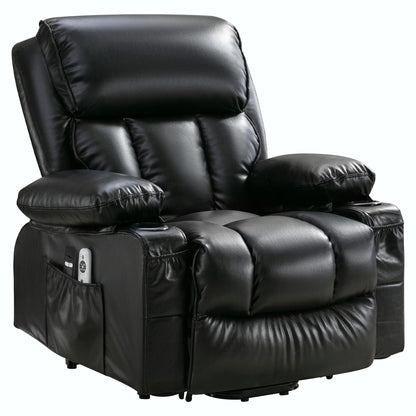 Fauteuil de massage électrique avec fonctions chauffantes et vibrantes, cuir polaire et port USB