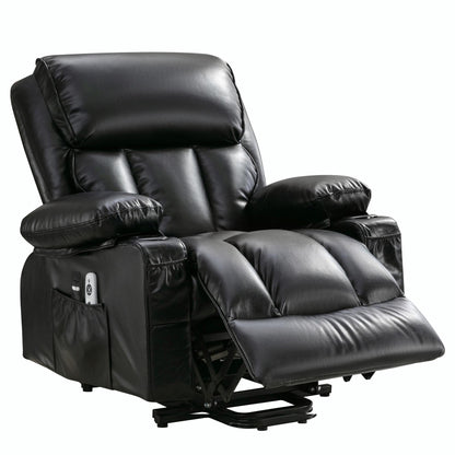 Fauteuil de massage électrique avec fonctions chauffantes et vibrantes, cuir polaire et port USB