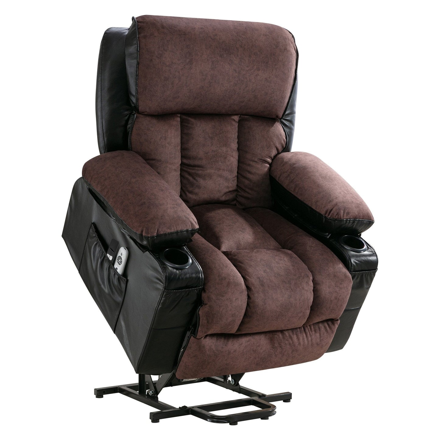 Fauteuil de massage électrique releveur pour personnes âgées, avec fonctions chauffantes et vibrantes, cuir polaire et port USB