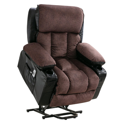 Fauteuil de massage électrique releveur pour personnes âgées, avec fonctions chauffantes et vibrantes, cuir polaire et port USB