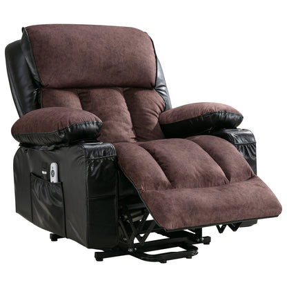 Fauteuil de massage électrique releveur pour personnes âgées, avec fonctions chauffantes et vibrantes, cuir polaire et port USB
