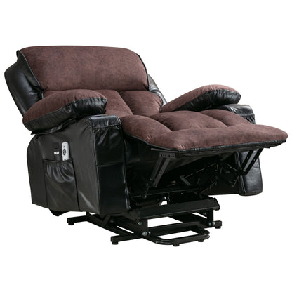 Fauteuil de massage électrique releveur pour personnes âgées, avec fonctions chauffantes et vibrantes, cuir polaire et port USB