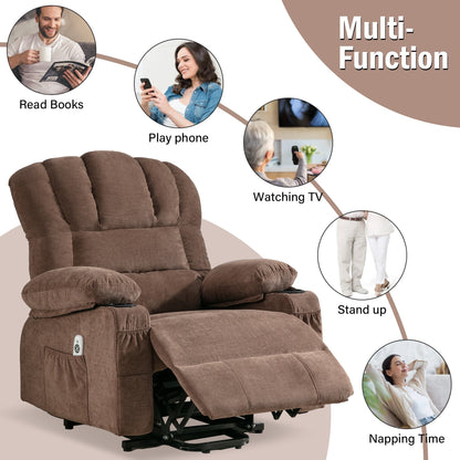 Fauteuil de massage électrique, adapté aux personnes âgées, avec fonctions de chauffage et de vibration, cuir PU avec USB, c