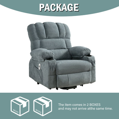 Fauteuil de massage électrique, adapté aux personnes âgées, avec fonctions de chauffage et de vibration, cuir PU avec USB, c