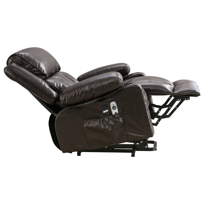 Fauteuil inclinable en similicuir avec relevage électrique, massage, chauffage et port USB