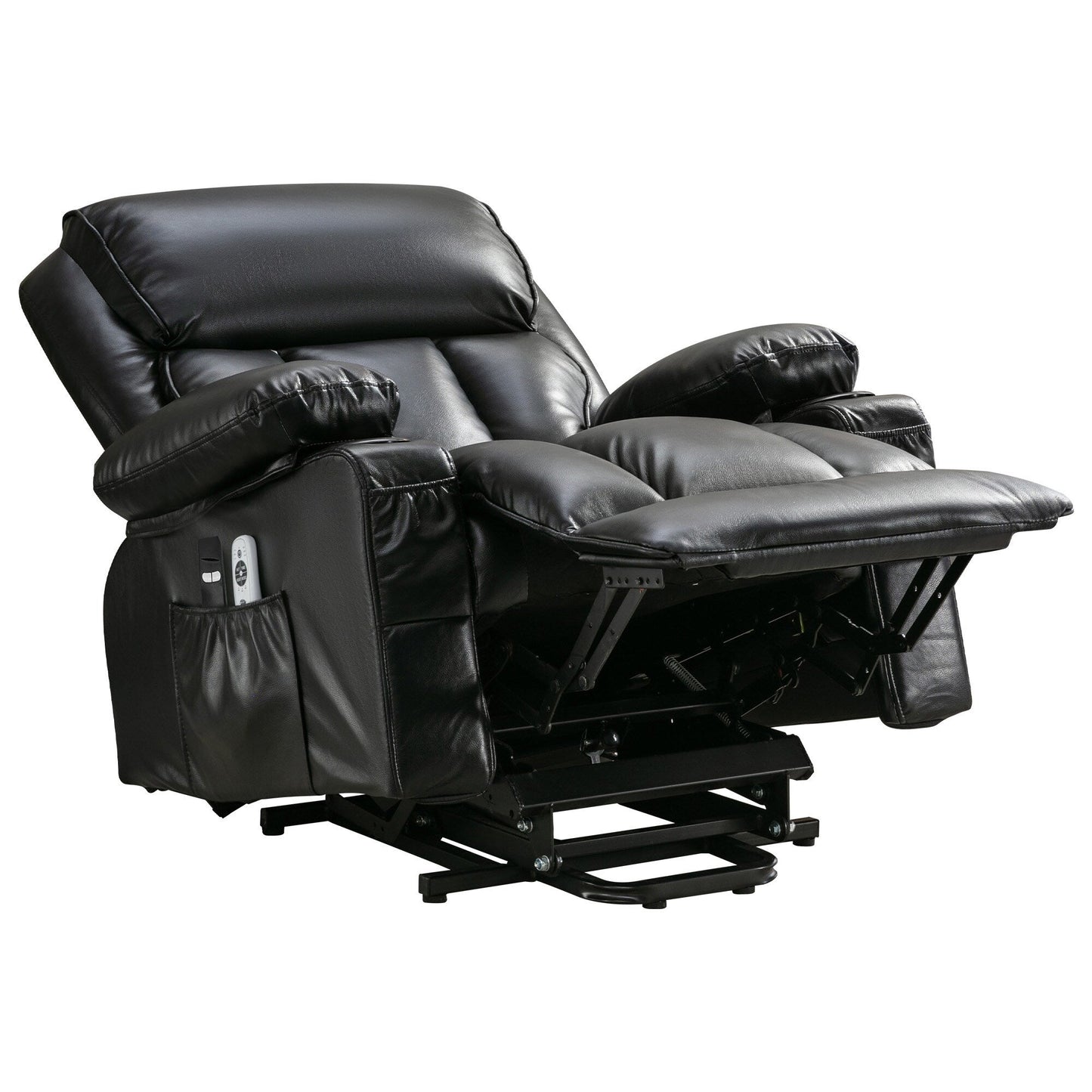 Fauteuil inclinable en similicuir avec relevage électrique, massage, chauffage et port USB