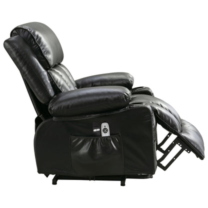Fauteuil inclinable en similicuir avec relevage électrique, massage, chauffage et port USB