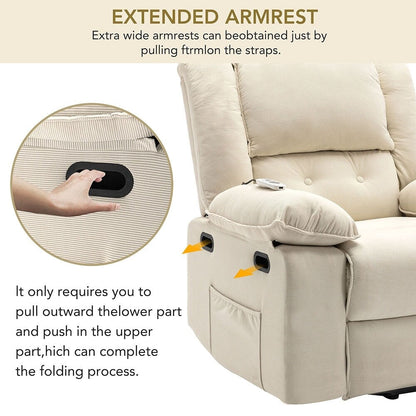 Fauteuil inclinable de massage Power Lift avec chaleur, massage par vibrations et rangement