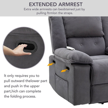 Fauteuil inclinable de massage Power Lift avec chaleur, massage par vibrations et rangement