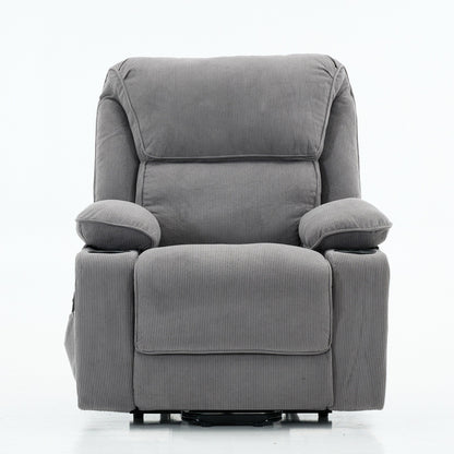 Fauteuil inclinable électrique avec releveur - Télécommande avec massage thermique, cuir synthétique, poches latérales - Fauteuil d'assistance à la mobilité pour personnes âgées
