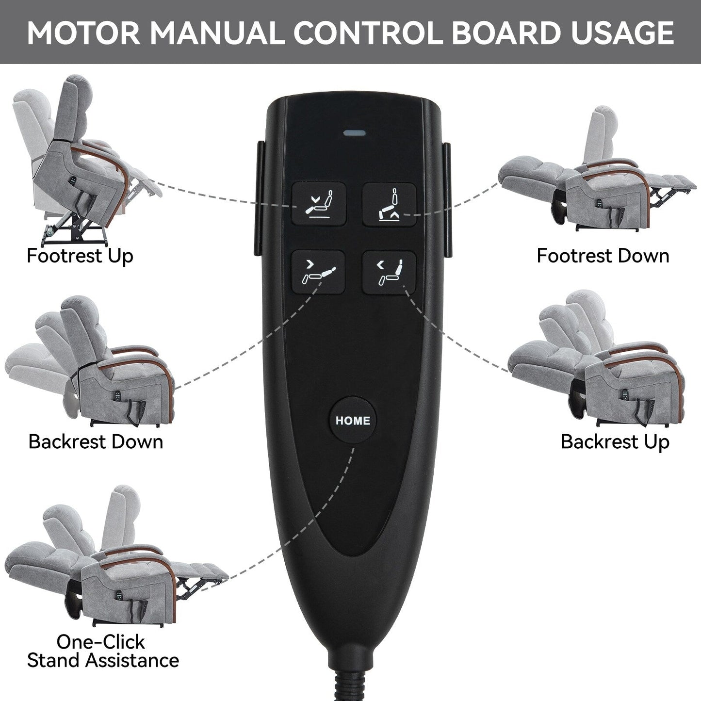 Fauteuil inclinable électrique à double moteur, positions infinies, avec accoudoirs en bois massif, massage thermique et mécanisme de mouvement robuste