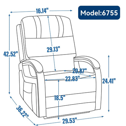 Fauteuil inclinable électrique à double moteur, positions infinies, avec accoudoirs en bois massif, massage thermique et mécanisme de mouvement robuste