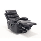 Fauteuil inclinable électrique avec releveur, massage et chauffage, avec siège large, poches latérales, porte-gobelets et minuterie pour personnes âgées