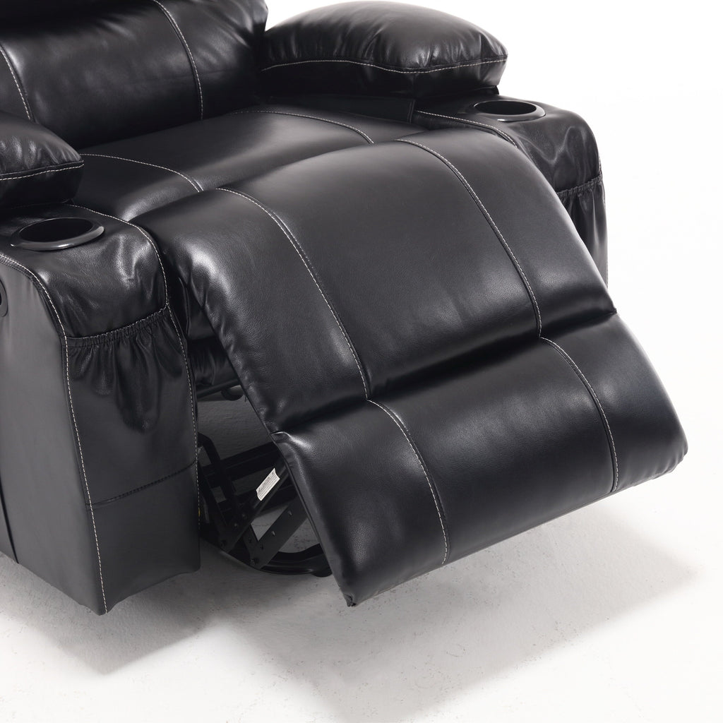 Fauteuil inclinable électrique avec releveur, massage et chauffage, avec siège large, poches latérales, porte-gobelets et minuterie pour personnes âgées