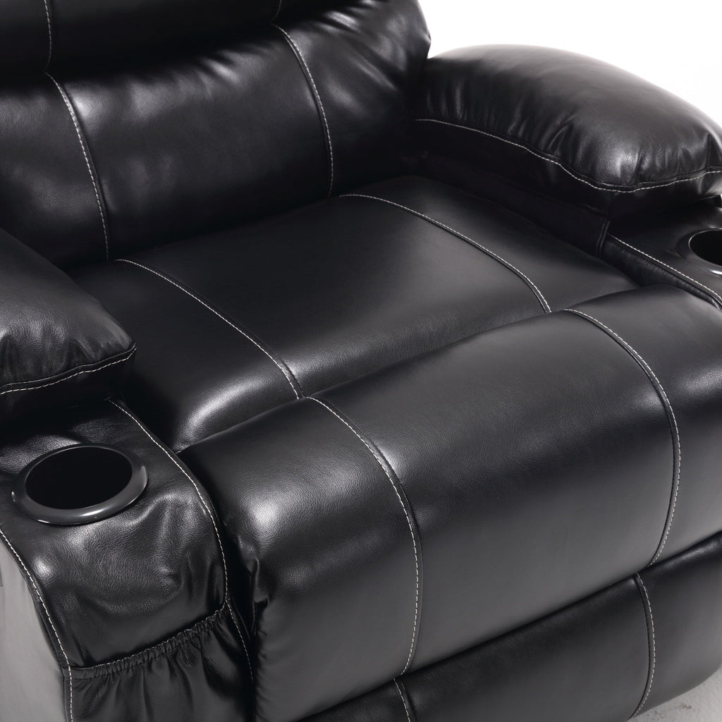 Fauteuil inclinable électrique avec releveur, massage et chauffage, avec siège large, poches latérales, porte-gobelets et minuterie pour personnes âgées