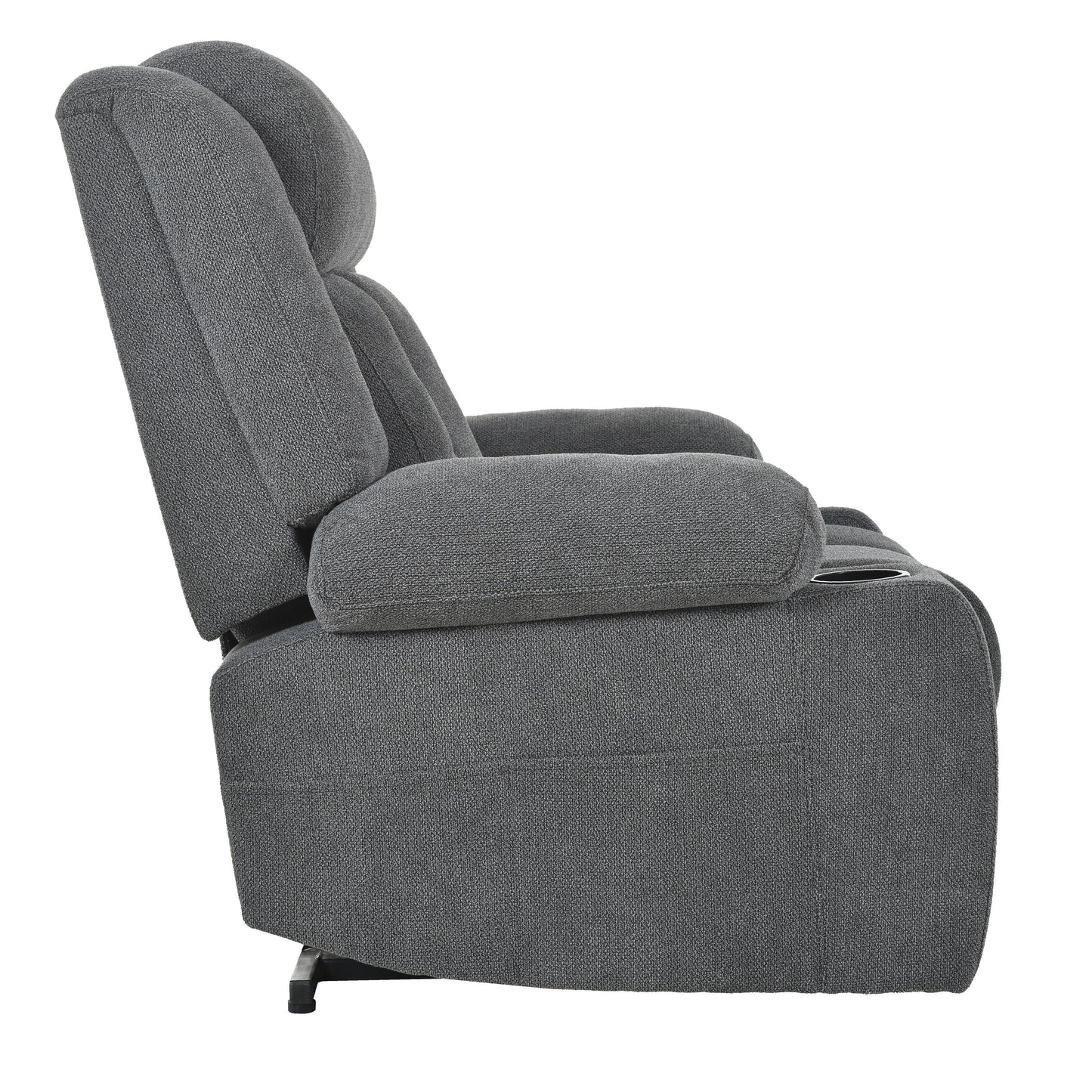 Fauteuil releveur électrique pour personnes âgées, fauteuil releveur en tissu avec repose-pieds allongé, 2 porte-gobelets, poches latérales et télécommande.