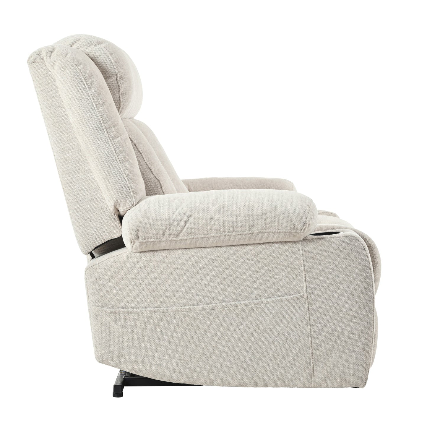 Fauteuil releveur électrique pour personnes âgées, fauteuil releveur en tissu avec repose-pieds allongé, 2 porte-gobelets, poches latérales et télécommande.