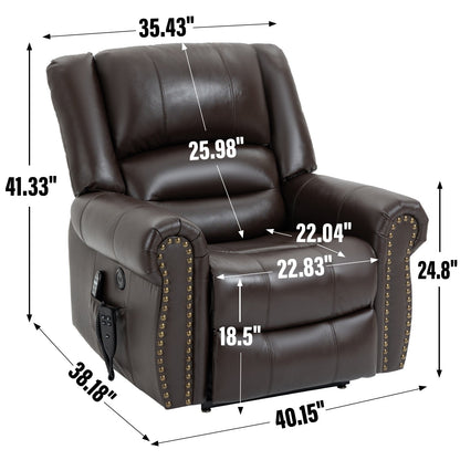 Fauteuil inclinable électrique à relevage électrique, massage thermique, double moteur, positions infinies, jusqu'à 350 lb, mécanisme de mouvement robuste avec ports USB