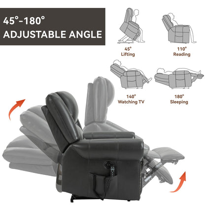 Fauteuil inclinable électrique à relevage électrique, massage thermique, double moteur, positions infinies, jusqu'à 350 lb, mécanisme de mouvement robuste avec ports USB